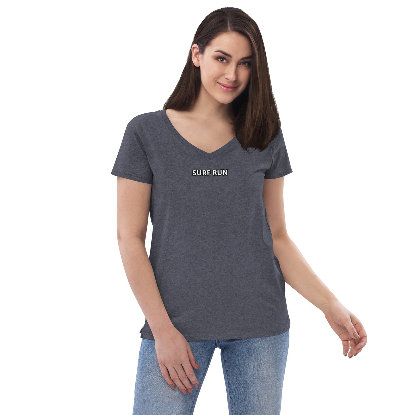 Surf Run CA Bear Women’s recycled v-neck t-shirt